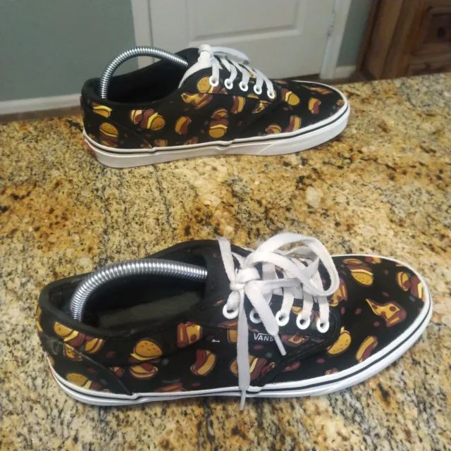 Rare Vans Late Night Hamburger All Over Print Black Sneakers Shoes Size 8.5M/10W 3