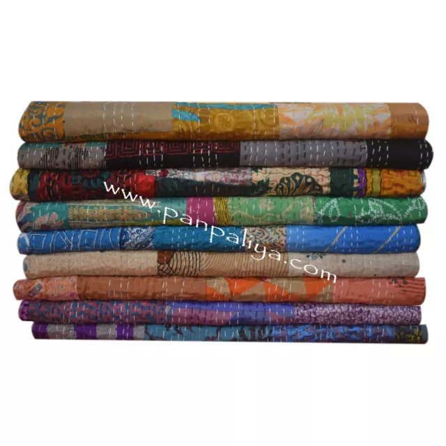 Bohemio indio diferente diseño y color seda patchwork kantha stitch quilt