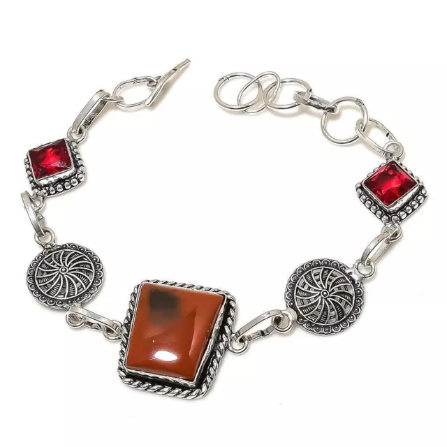 Jaspe de la rivière Rouge, bracelet en argent sterling 925 avec pierres...