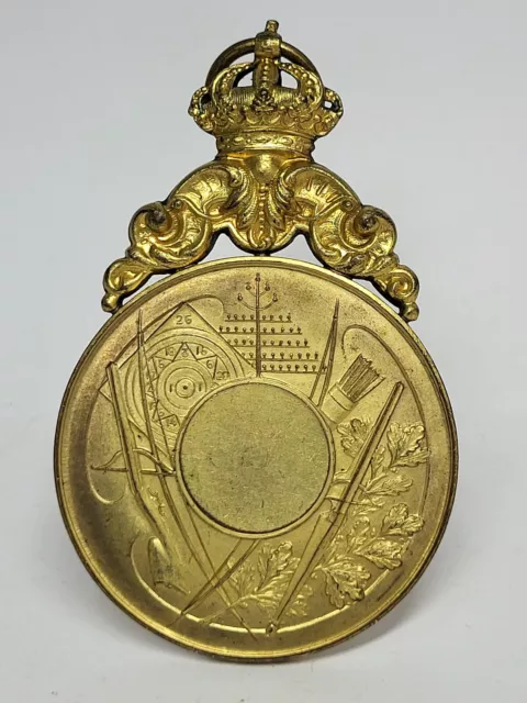 LEOPOLD II ROI DES BELGES Antique Sports Bronze Medal/ Archery/ Target Shooting
