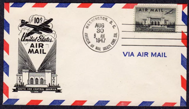 1947 10c Airmail Definitive  (Scott C34) - Bordered Ioor SHOW Cancel FDC OX121