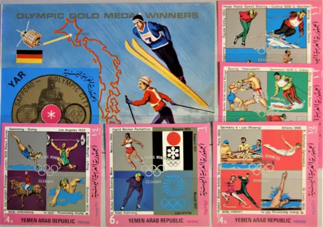 YAR NORTH YEMEN 1970 1275-79 Block 150 Olympics Olympia 1972 German Winner MNH