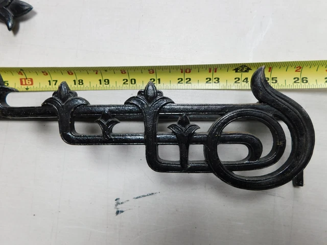 Antique Swing Arm black iron Curtain Rods Art Nouveau Deco GOTHIC Victorian 3