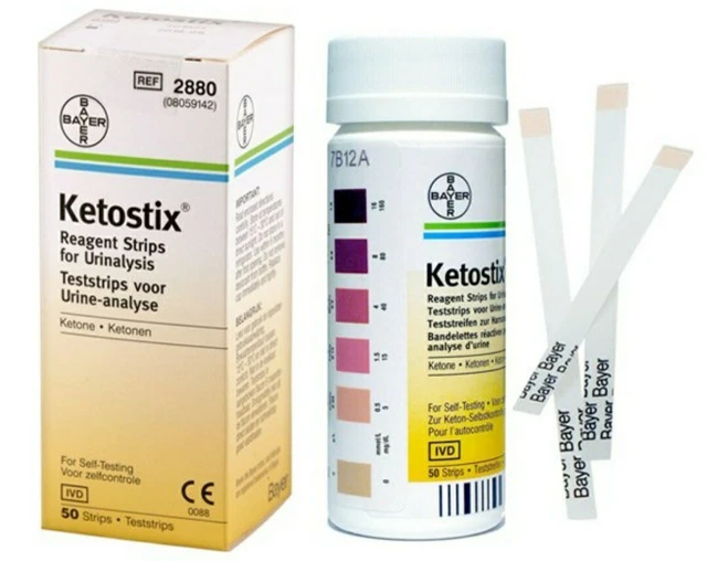 KETODIASTIX TEST STRIPS for Urinalysis 50 Tests Glucose Ketone exp 31