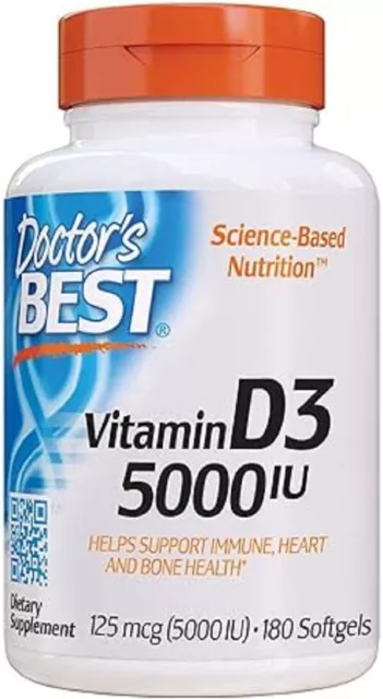 Doctor's Doctors Best Vitamin D3 5000IU 180 Softgels Immune heart & Bone Support