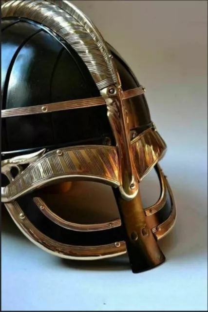 Helmet 16 Gage Steel Medieval Vendel Viking Helmet Knight Armor Brass Helmet