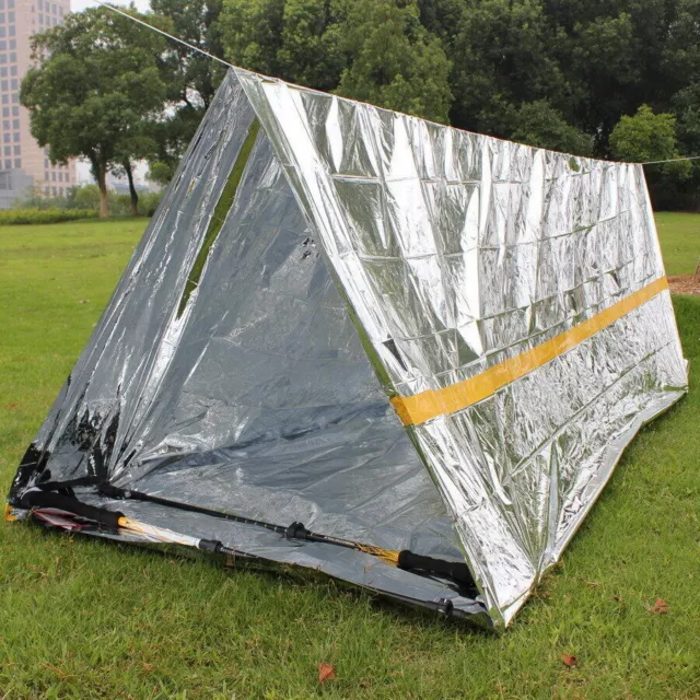 Notzelt Survival Camping Aluminiumfolie Reflektierende Schutzdecke Notfallzelt