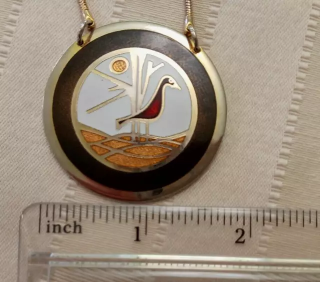 Vintage De Passille Sylvestre, Moderniste Enameled Bird Necklace