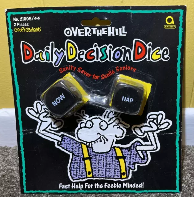 Goofy Gadgets, Over The Hill Daily Decision Dice, 2 Dice, New NIP / NIS