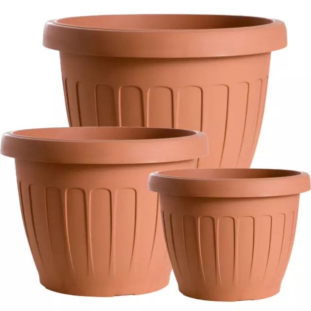 Vaso Terra Rotondo per Piante Giardino Fioriera Esterni in Plastica Ø 15-70 cm