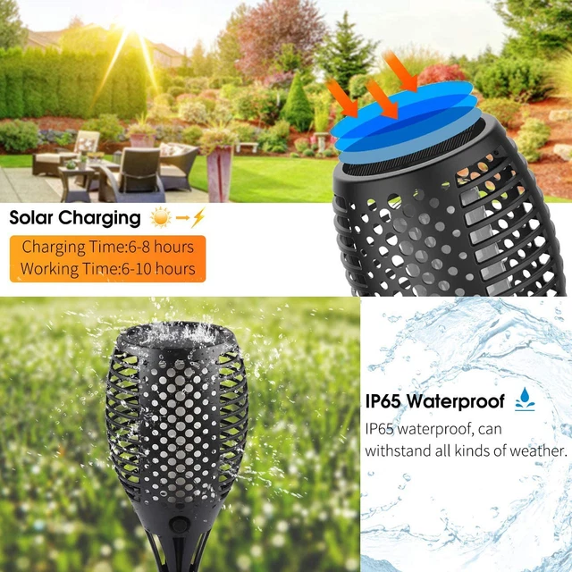 Marlrin Solar Lights Outdoor【2021 Upgraded】, Solar Torch Lights with Flickering 2