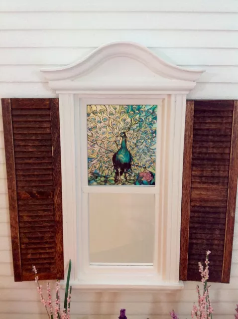 Peacock #1 Dollhouse Miniature  Stained Glass Window  film