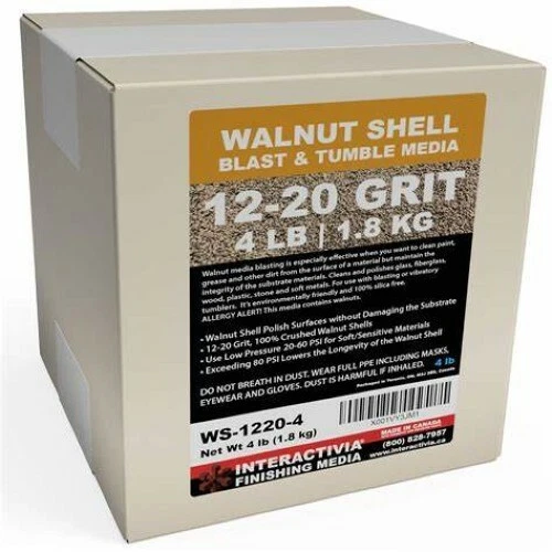 1.8 kg or 4 lb Ground Walnut Shell Media Abrasive 12-20 Grit for Tumbling, Vibra