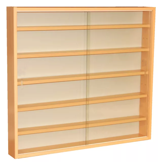 REVEAL 6 Shelf Glass Wall Display Unit Beech MC0501