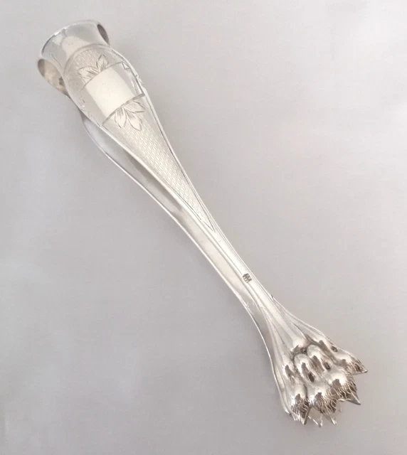 Pince à Sucre Métal Argenté - Motif Coquille Et Arabesques