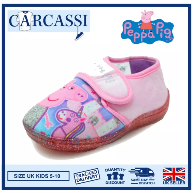 Pantofole Peppa Pig Ragazze Unicorno Rosa Stivaletti Bambini/Bambini Muli Taglia 5-10