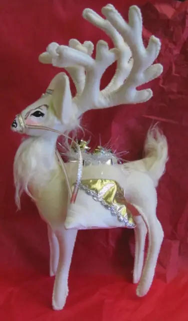 Christmas Annalee White Cream Reindeer Elegant Gold Holiday Cloth Figure 11"