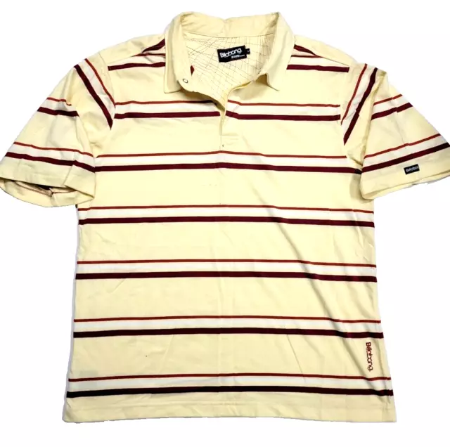 Billabong Striped Yellow Short-Sleeve Soft Polo Shirt Men's Large