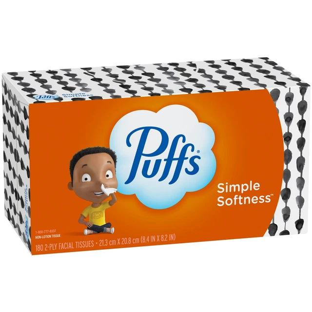 Puffs Facial Tissue, Tall Flat Box, 4320/CT, White