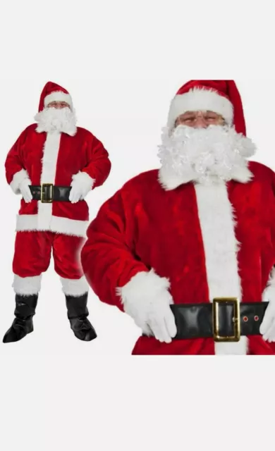 Mens Deluxe Luxury Santa Claus Christmas suit 8 Piece ONE SIZE