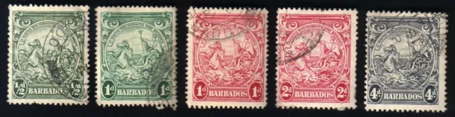 Barbados, Lot of 5 Stamps, British Colony, Used, Hinged