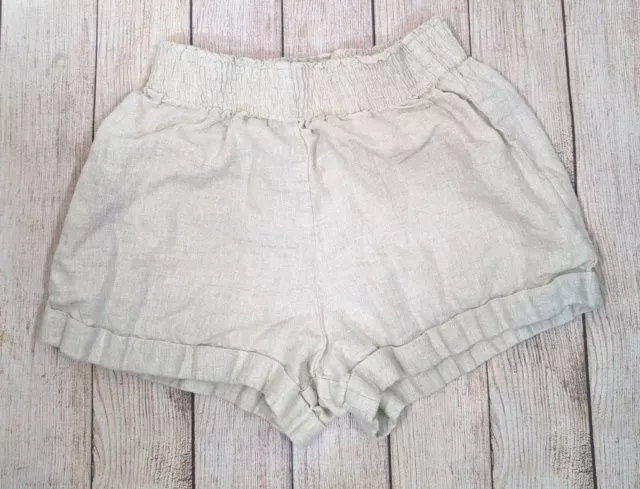 REFORMATION Women's Mila Linen Shorts Beige Tan Stretch Waist Size Small