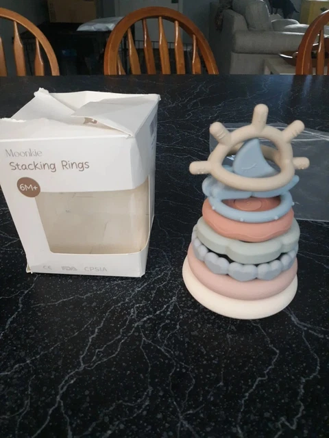 Moonkie Stacks Circles Soft Teething Toy Educational Learning Stacking Ring Baby
