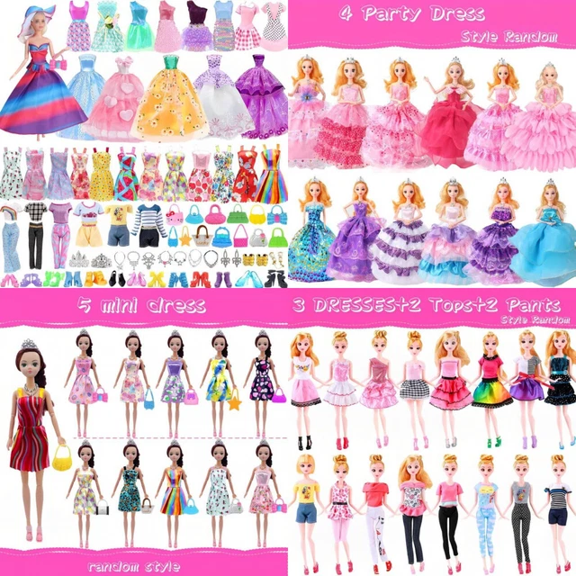 39 capi per bambole, accessori bambole collezione con 4 abiti da sera +...