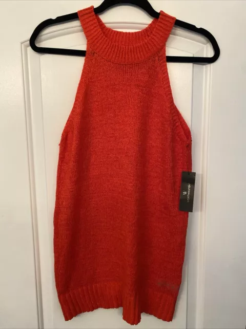 NWT Worthington Womens Cyber Orange Knit Sleeveless Tank Top Shirt Sz Small