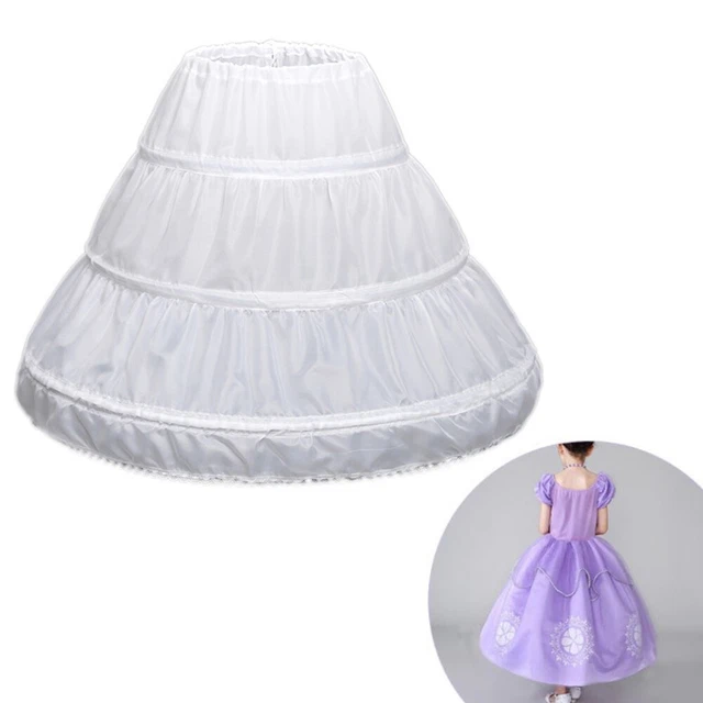 Sottoveste vita elastica principessa bambina con 3 cerchi con finiture in pizzo festa bambini