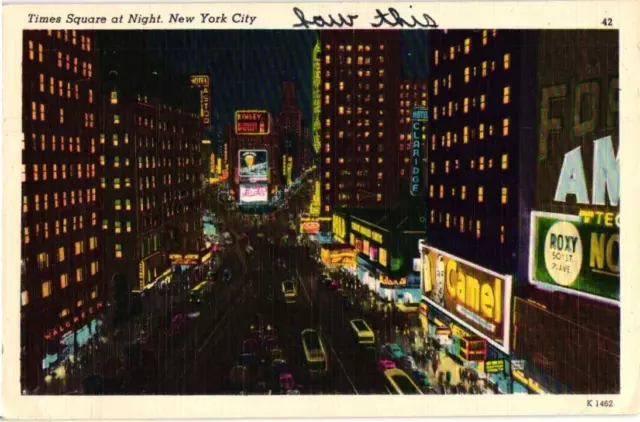 Postcard Times Square at Night New York City New York