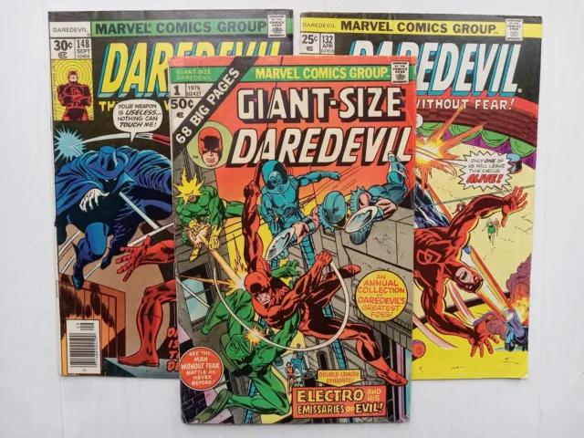 Marvel Daredevil #132 #148 Giant Size #1 Bronze Age 1975 Comic Book Lot