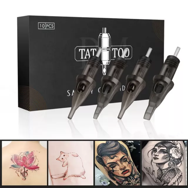 10Pcs/Box Black Sterile Disposable Tattoo Cartridge Needle Tube Tips RL RM RS M1