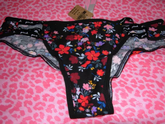 VICTORIA'S SECRET SEXY PINK Wild Flowers LOGO Cheekster Strappy Mini Pantie  S $10.99 - PicClick