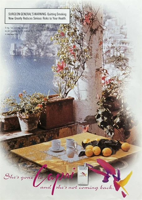 Vintage Print Ad Tobacco Cigarettes CAPRI A Taste For The Sophisticated Fashion