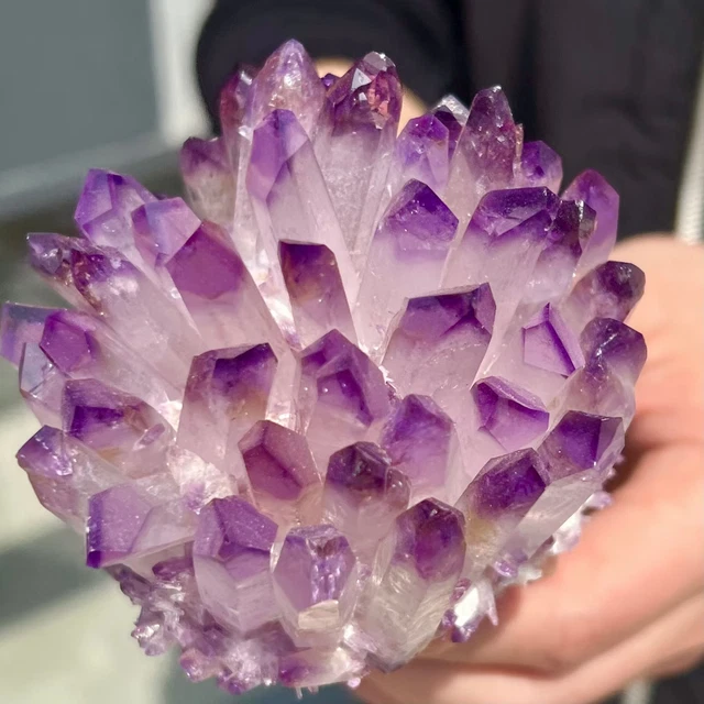 378G New Find Amethyst Phantom Quartz Crystal Cluster Mineral Specimen Healing.