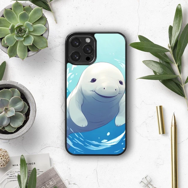 Funda de metal para teléfono manatí de arte pop animado para iPhone 15 11 12 13 14 Pro Max
