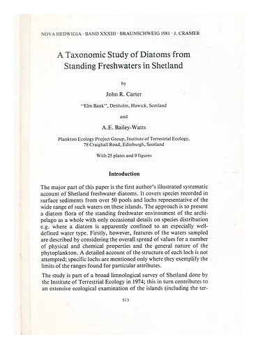 BAILEY-WATTS, A.E. CARTER, J.R. A taxonomic study of diatoms from ...