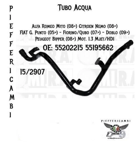 Tubo Acqua Raffreddamento Anteriore Per Fiat Panda 500 Lancia Ypsilon 1.3 1.4 - Ricambio 15/2995 - Foto 4