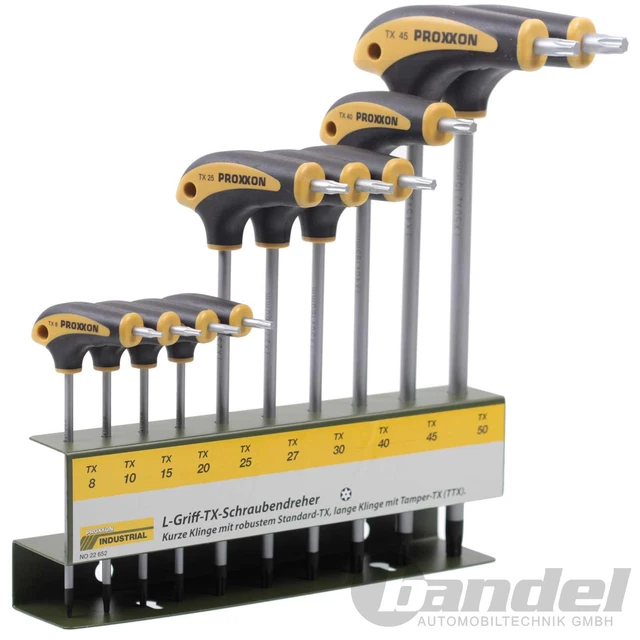 PROXXON Tx / Ttx L-GRIFF Set Cacciaviti 10-tlg. Supporto da Parete Tx Ttx 8-50mm
