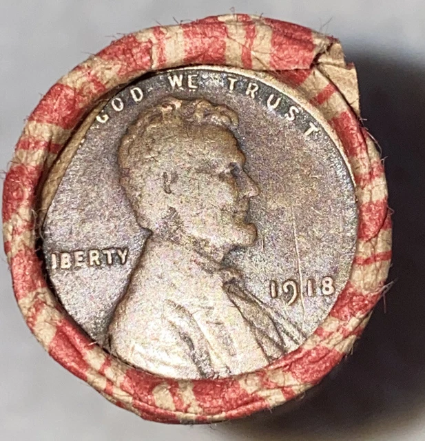 1 US Lincoln Wheat Cent Penny Roll 1918/Indian Head Tails (50 Coins) Old Vintage