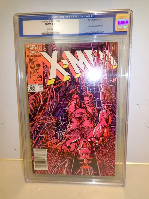 Uncanny X-Men #205 Vol. 1 (Marvel 1986) Origin of Lady Deathstrike CGC FN/VF 7.0