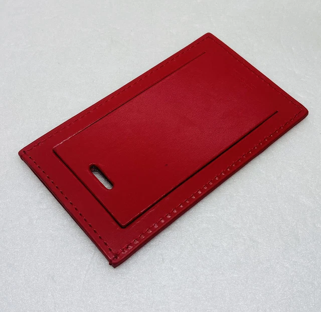 Vintage Leeman Ilani Cowhide CASTO Travel Luggage Tag And Strap Red Leather 18 3