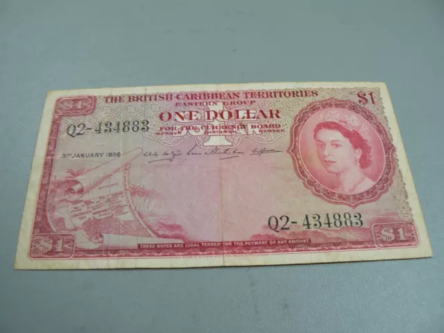 British Caribbean Territories Eastern Group One Dollar Banknote P7 January 1956