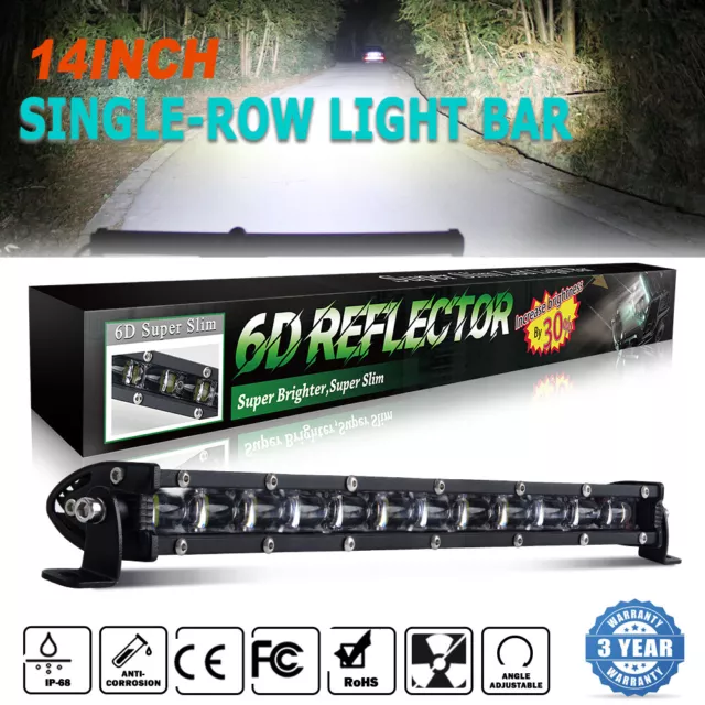 14" LED Work Light Bar Wiring Combo Spot Flood Driving Off Road SUV Boat ATV 12"