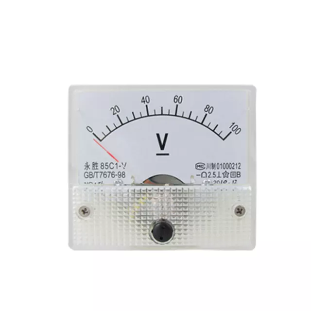 Analog DC 0-100V Volt Voltage Voltmeter Meter Panel 85C1-V Klass 2.5 weiß 63g