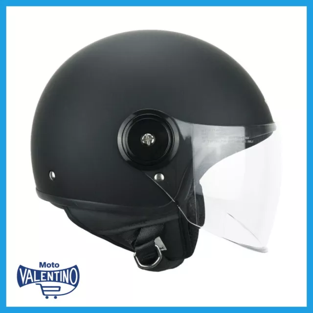 Casco demi jet da moto scooter vespa Ska-p wolli mono nero opaco visiera lunga