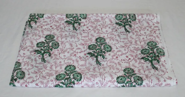 Vert Indien Floral Neuf Main Bloc Tissu Coton Imprimé Vêtements 6.4m Artisanat