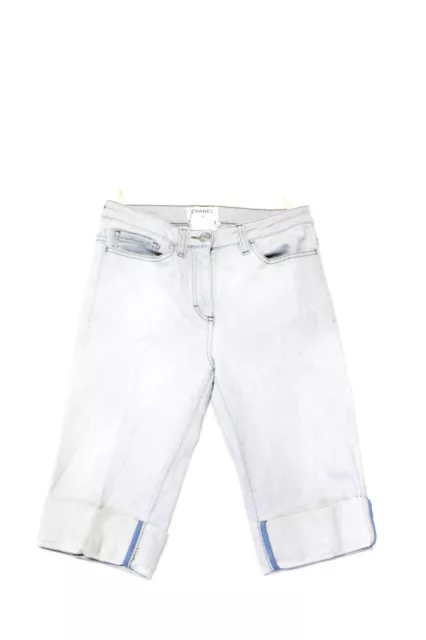 CHANEL WOMENS BLUE Cotton Light Wash Mid-Rise Cuff Capri Jeans Size 36  $229.99 - PicClick