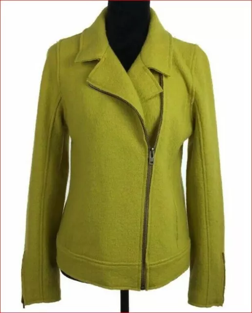 Tahari women jacket 53% wool mustard yellow green sz XS $140